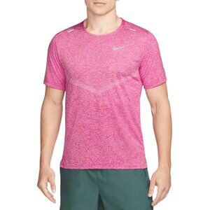 Nike Dri-FIT Mens Size XL Rise 365 Running Shirt Hi Viz Reflective Heather Pink